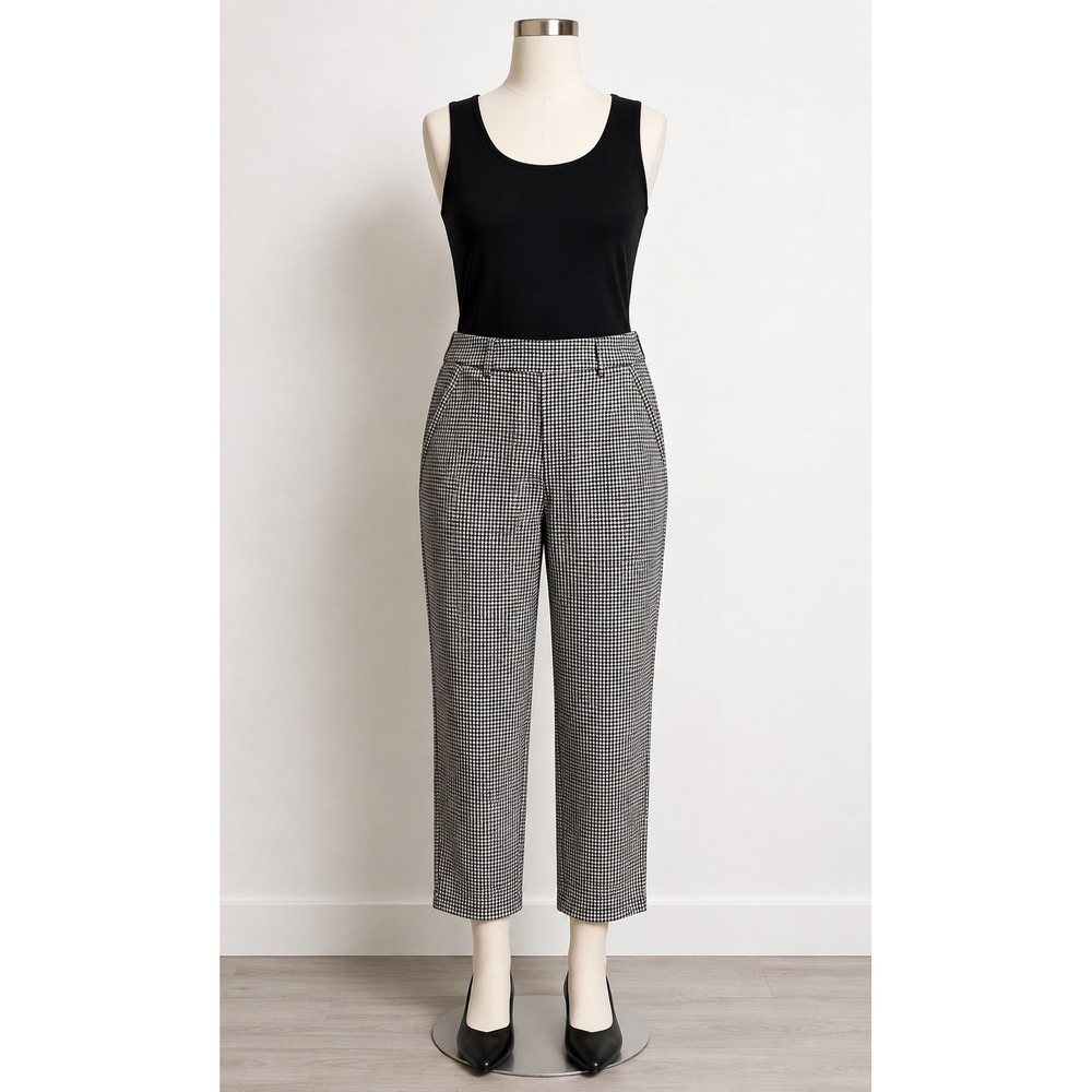 Mario Serrani Italy Black White Gingham Crop Pants Sz Large
